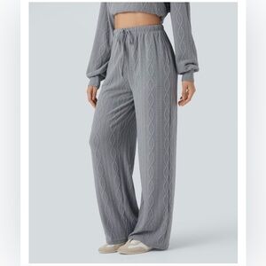 Halara High Waisted Drawstring Cable Knit Casual Pants with Pockets